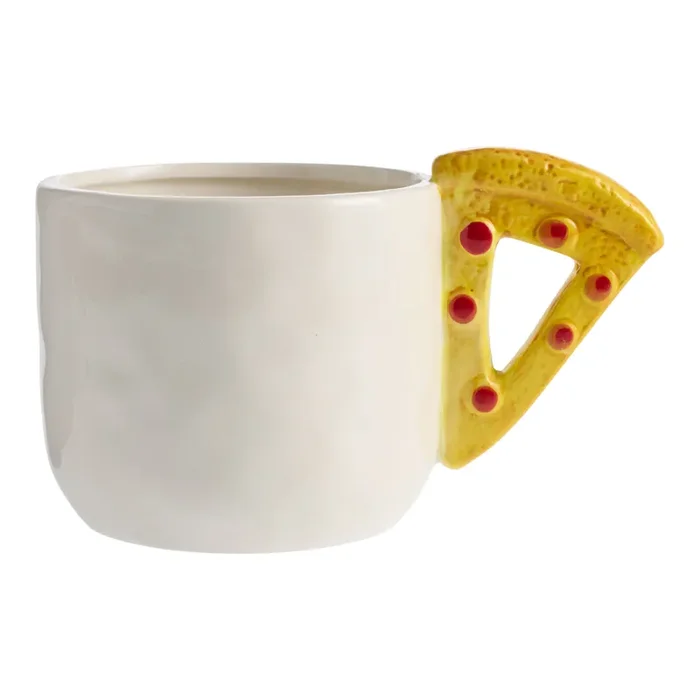 White Organic Ceramic Mug with Food Shaped Handle
