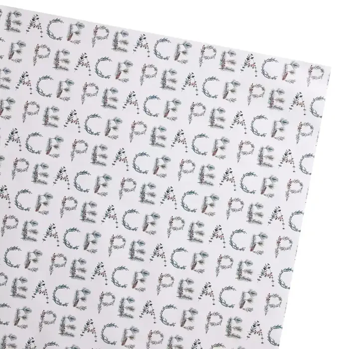 White Peace Botanical Wrapping Paper Roll