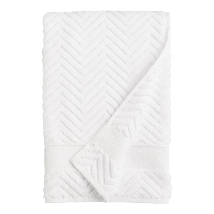 White Sculpted Chevron Bath Towel