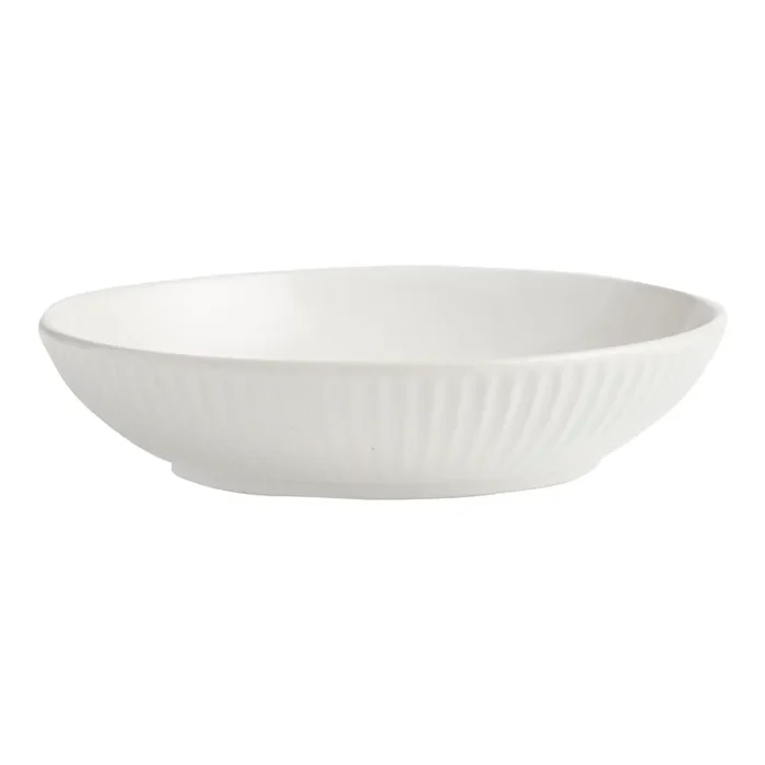 White Whittle Ribbed Low Bowl