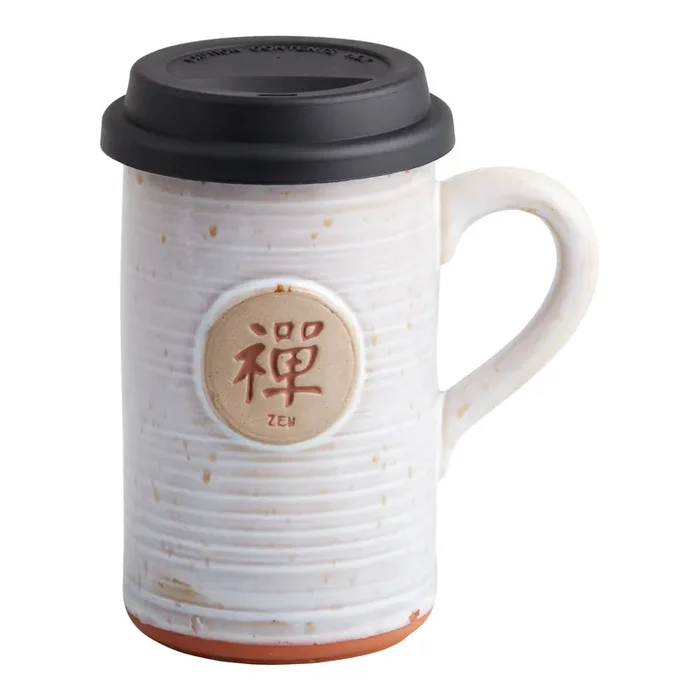 White Zen Ceramic To Go Mug with Lid