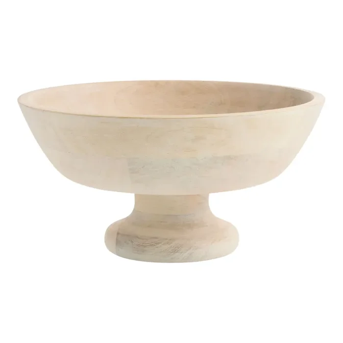 Whitewash Wood Pedestal Serving Bowl
