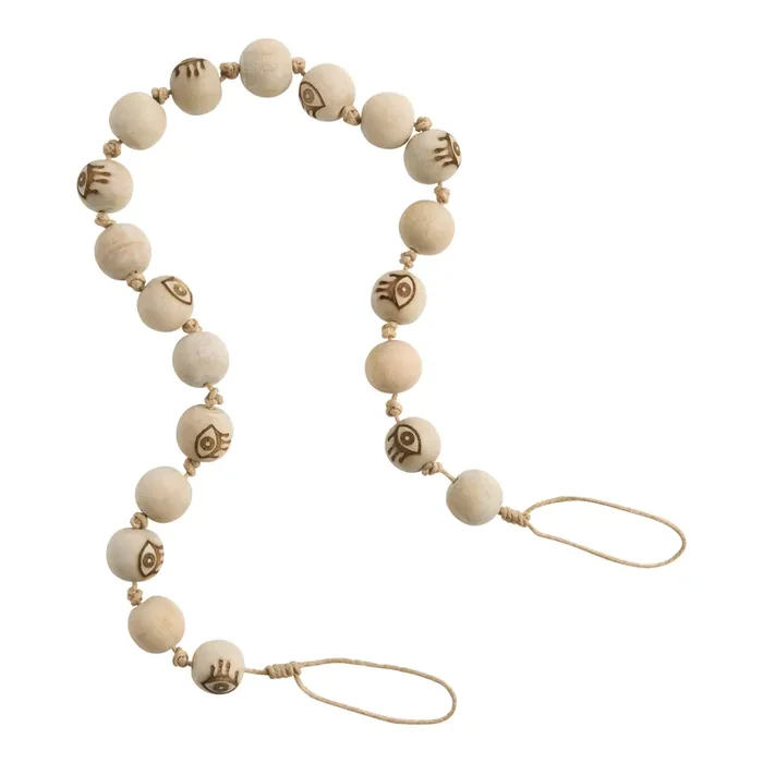 Whitewashed Wood Evil Eye Bead Garland