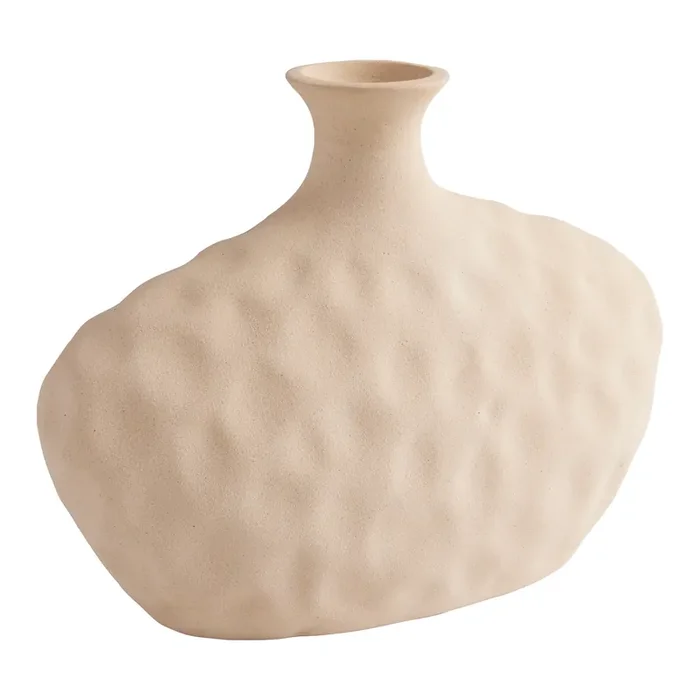 Wide Natural Textured Hammered Ceramic Vase