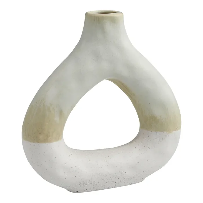 Wide Two Tone Reactive Glaze Ceramic Hollow Vase