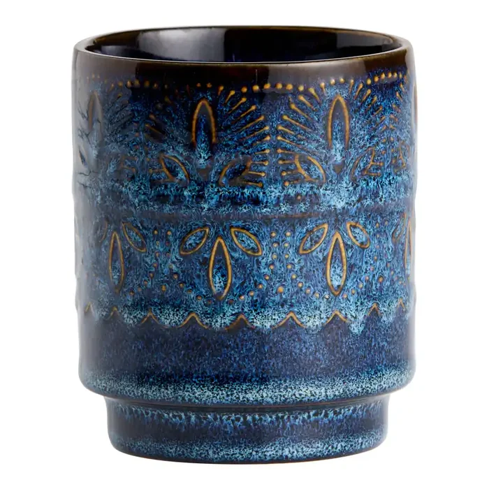 Willow Indigo Blue Embossed Ceramic Teacup