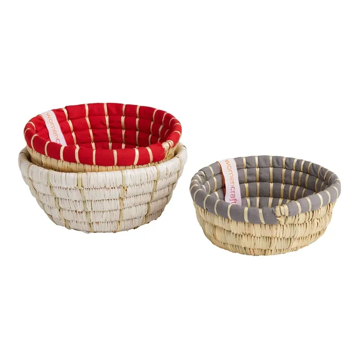 WomenCraft Natural Fiber Bakuli Bowl Set of 3