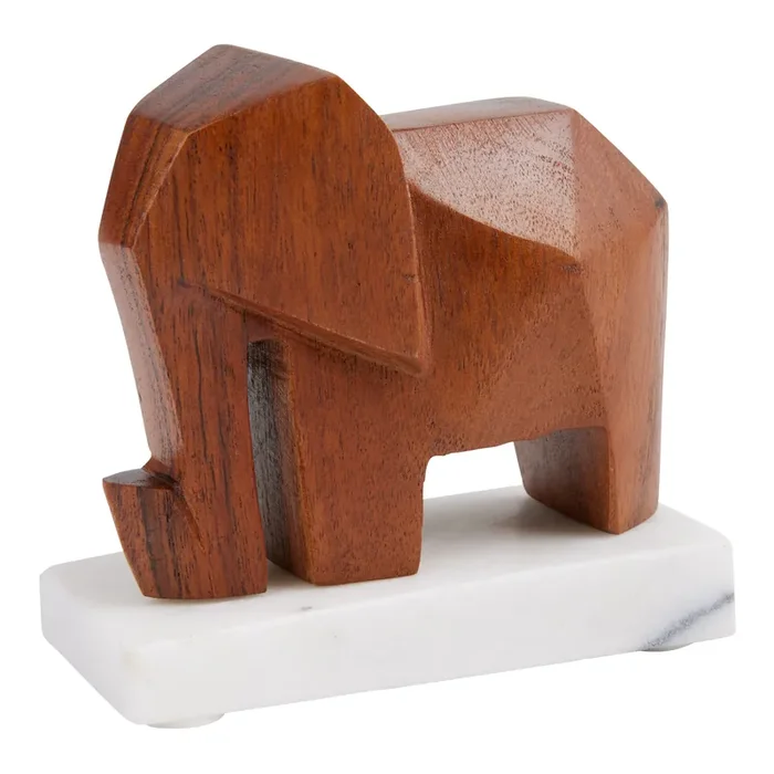 Wood and Marble Abstract Elephant Decor