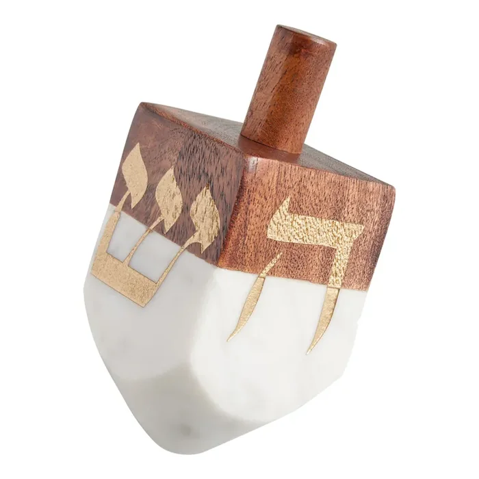 Wood and Marble Dreidel Hanukkah Decor
