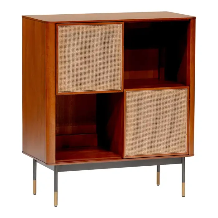 Wood and Rattan Randall Storage Cabinet