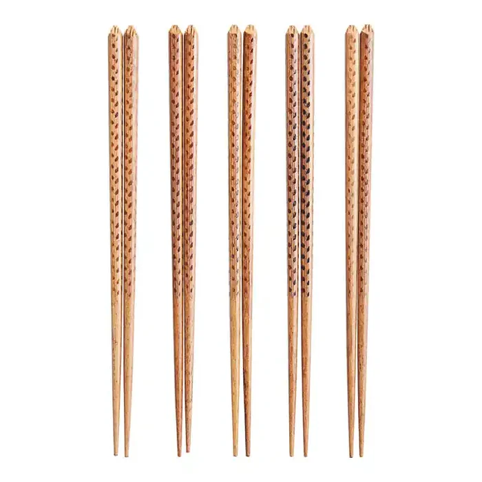 Wood Carved Dash Chopsticks 5 Pack