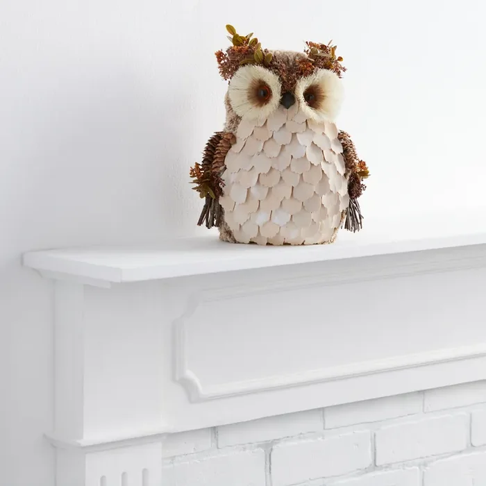 Wood Chip and Natural Twig Owl Decor