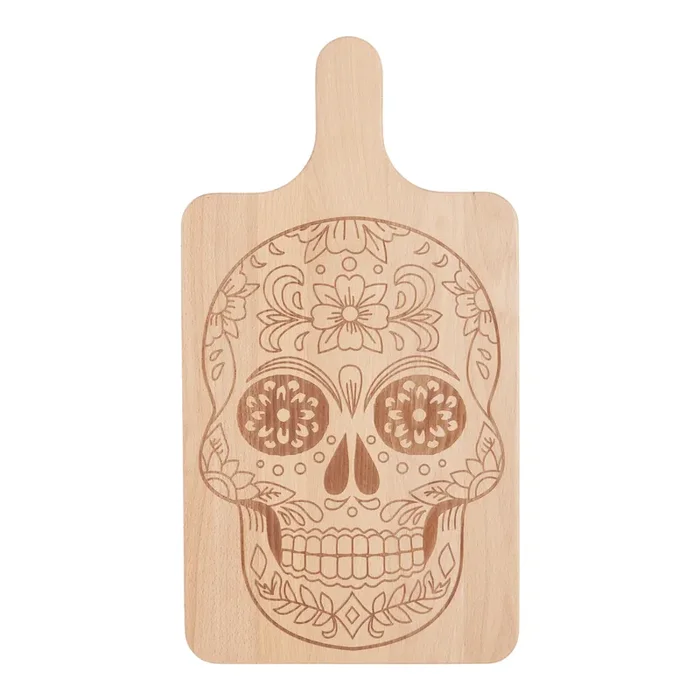 Wood Engraved Skull Dia de Los Muertos Cutting Board