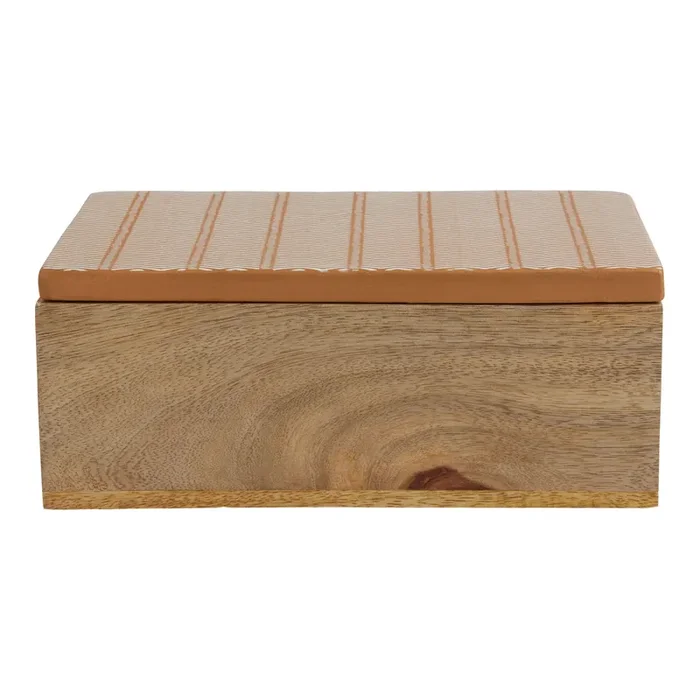 Wood Storage Box With Terracotta Lid