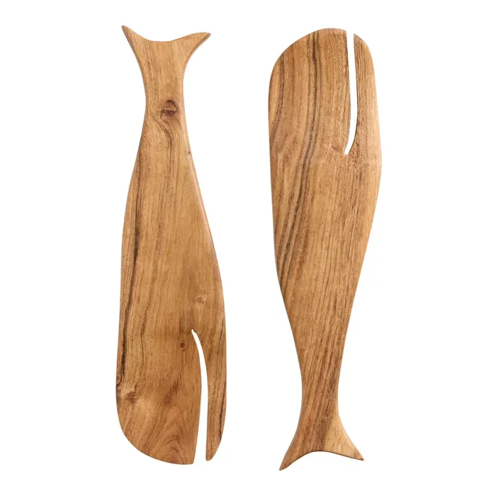 Wood Whale Salad Servers 2 Piece Set