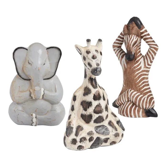 Wood Yoga Safari Animals Set Of 3