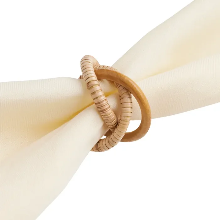 Wooden 3 Ring Napkin Rings Set Of 2
