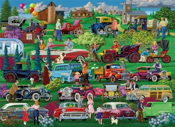 WOODEN CITY PUZZLE VINTAGE CARS LARGE
