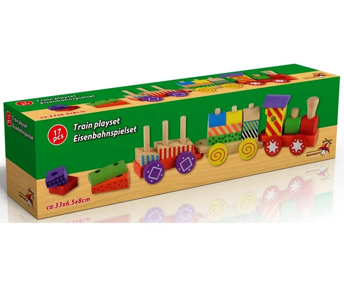Wooden Train Playset 17 pieces