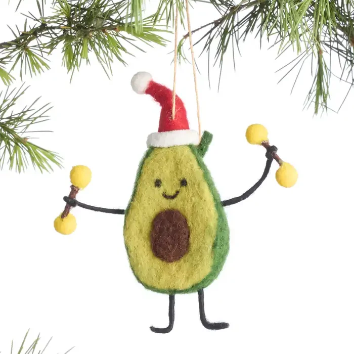 Wool Avocado with Weights Ornament