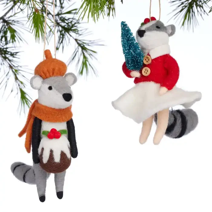 Wool Badger Ornaments Set Of 2
