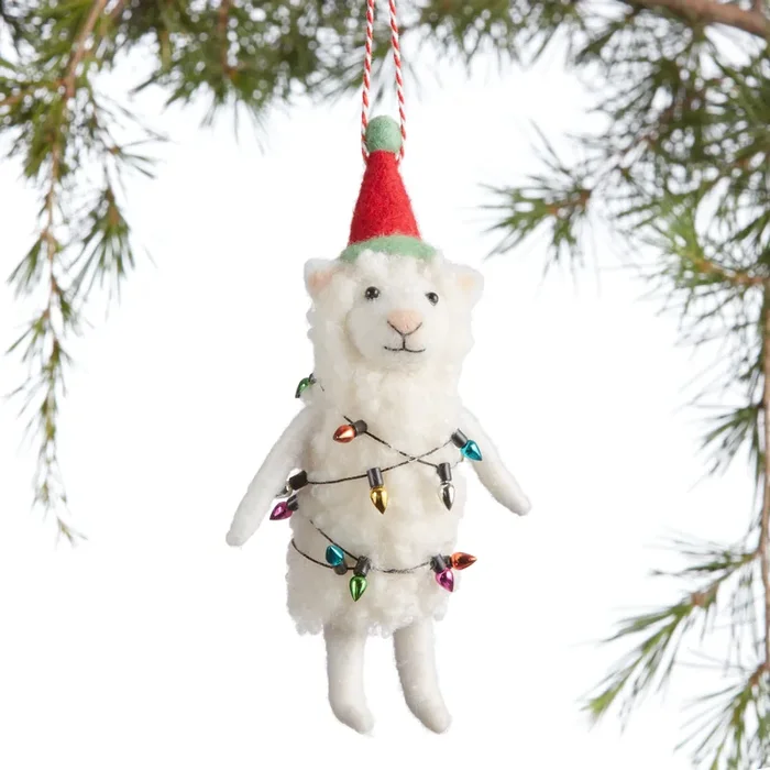 Wool Festive Sheep Ornament