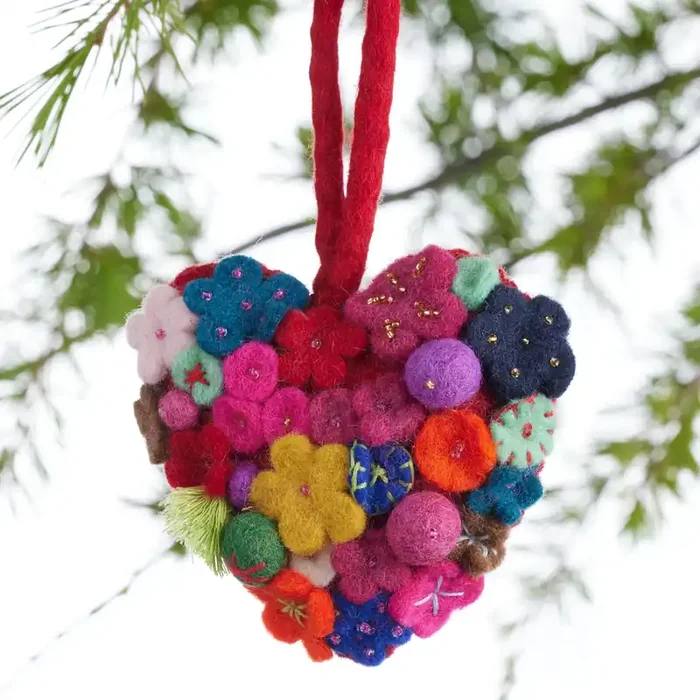 Wool Floral Heart Ornament