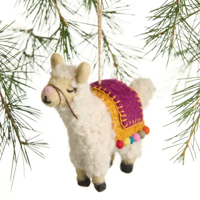 Wool Llama with Bright Blanket Ornament