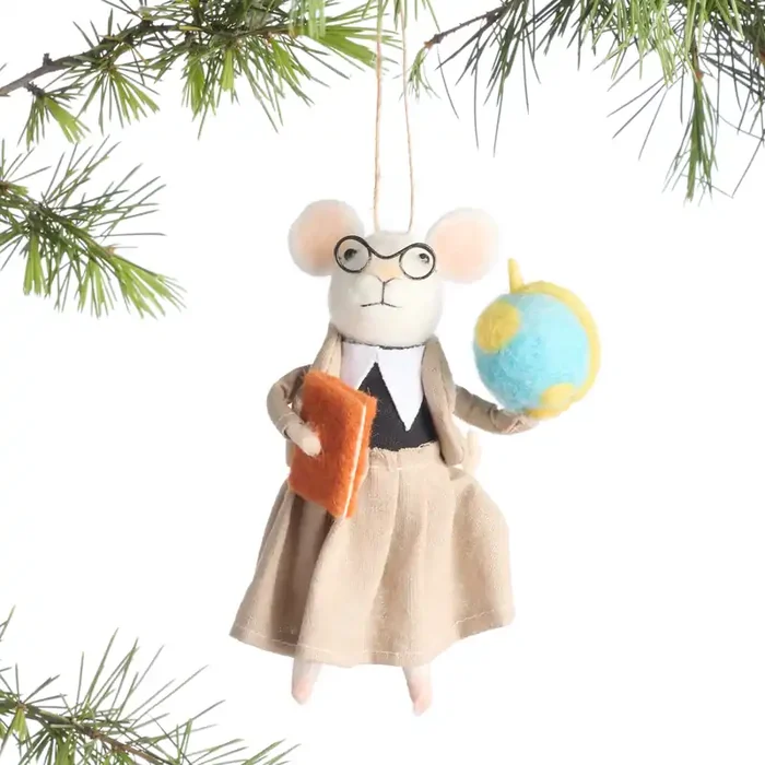 Wool Mouse Teacher Ornament