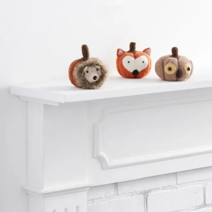 Wool Pumpkin Forest Critter Decor Set of 3