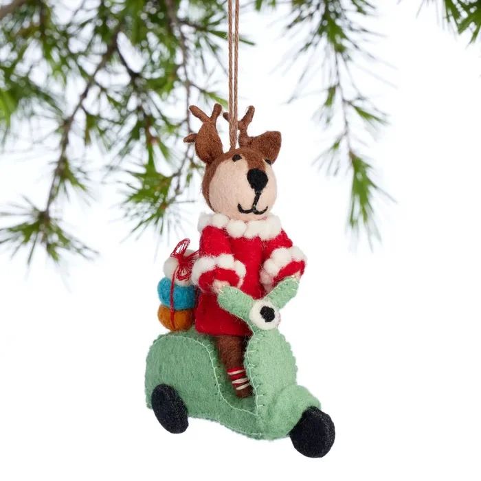 Wool Scooter Reindeer Ornament