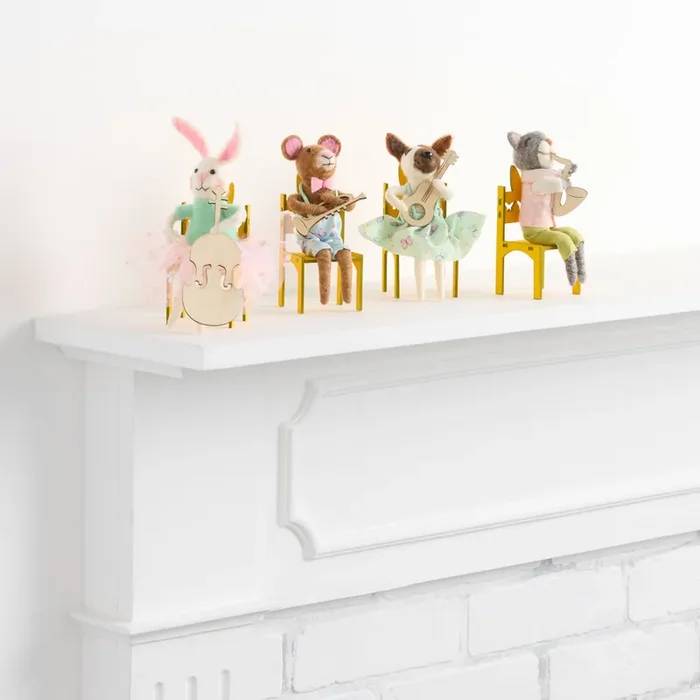 Wool Spring Musician Critters Decor Set of 4