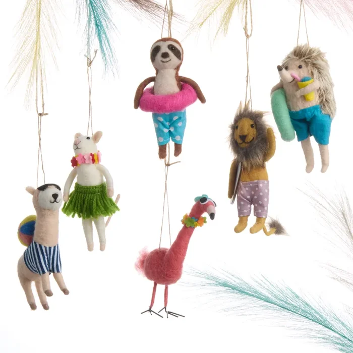Wool Summer Vacation Critter Decor Set of 6