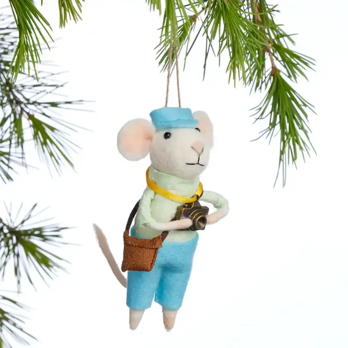 Wool Tourist Mouse Ornament