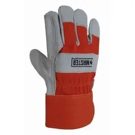 Work Gloves, Double Leather Palm, Canvas Back, Men‘s Medium