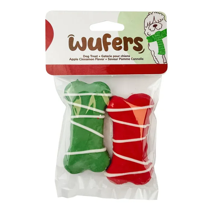 Wufers Apple Cinnamon Bone Shaped Dog Treat 2 Pack