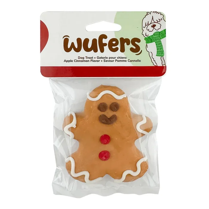 Wufers Apple Cinnamon Gingerbread Man Shaped Dog Treat