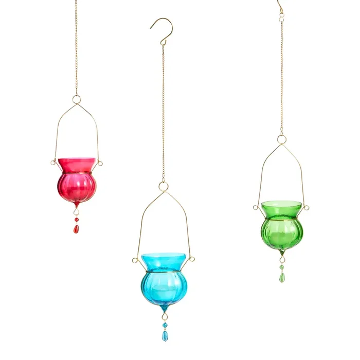 Yasmine Hanging Lantern Tealight Candle Holder Set of 3