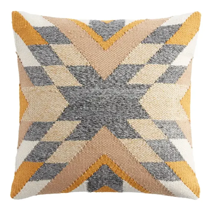 Yellow And Gray Geo Westward Indoor Outdoor Throw Pillow