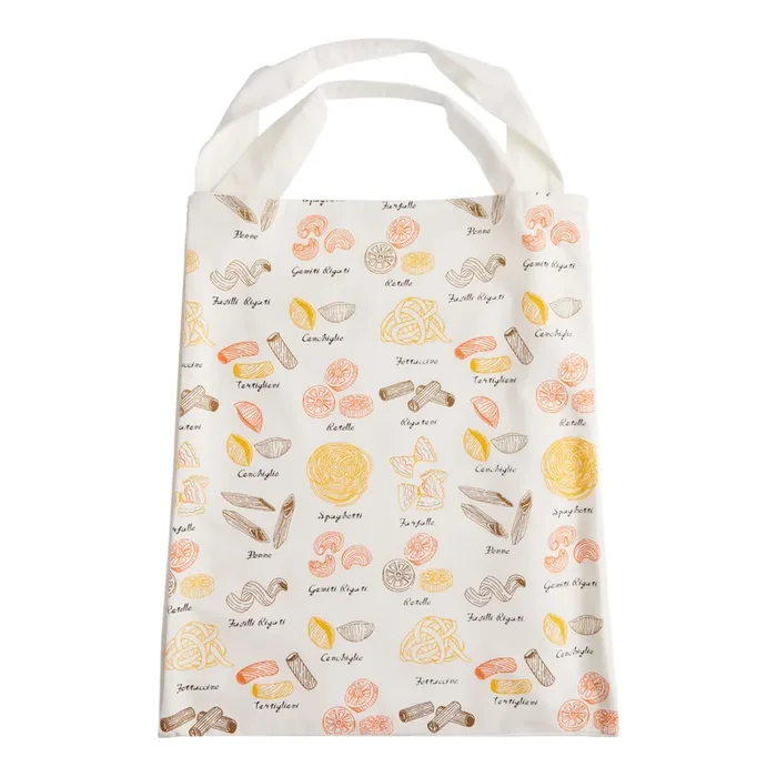 Yellow And White Illustrated Pasta Canvas Tote Bag