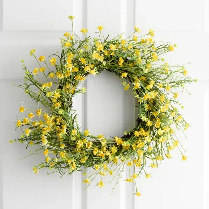Yellow Faux Mini Wildflower Wreath