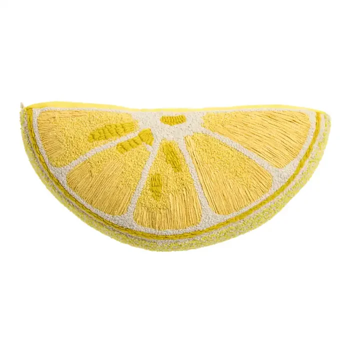 Yellow Lemon Shaped Indoor Outdoor Throw Pillow