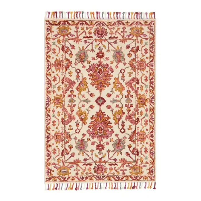 Zharah Berry Pink Multicolor Hand Hooked Wool Area Rug