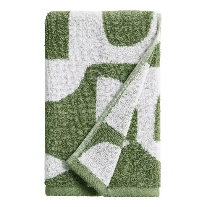 Zia Laurel Green Geo Terry Hand Towel