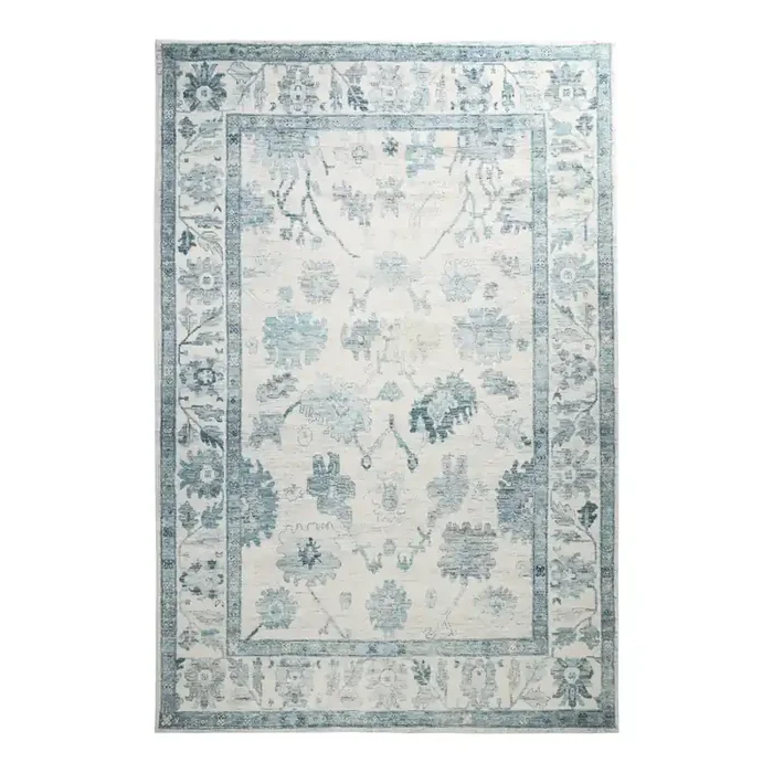 Zoe Blue Floral Distressed Persian Style Area Rug