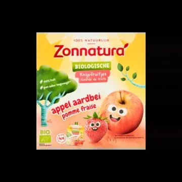 Zonnatura Organic apple and strawberry squeeze fruit